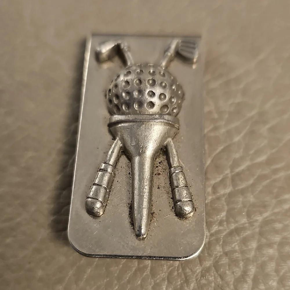 Silver Golf-Themed Money Clip